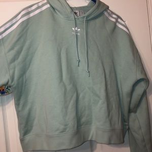 Green cropped Adidas hoodie